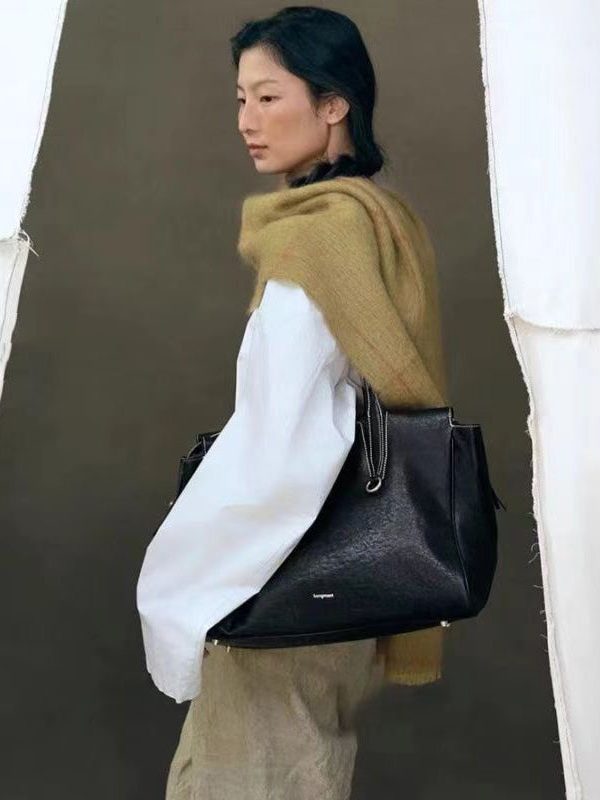 Style Brown Large Capacity Calf Leather Satchel Handbag