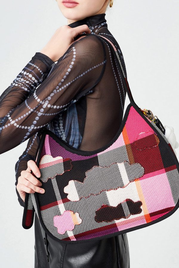 Style Colorblock Print Solid Durable Cotton Hobo Bag