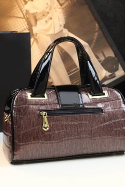 Style Gradient Color Solid Durable Faux Leather Tote Handbag