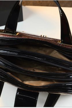 Style Gradient Color Solid Durable Faux Leather Tote Handbag