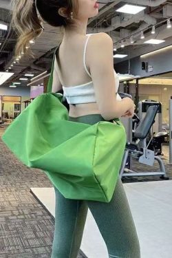 Style Green Zippered Patchwork Oversize Nylon Messenger Bag