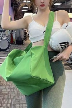 Style Green Zippered Patchwork Oversize Nylon Messenger Bag