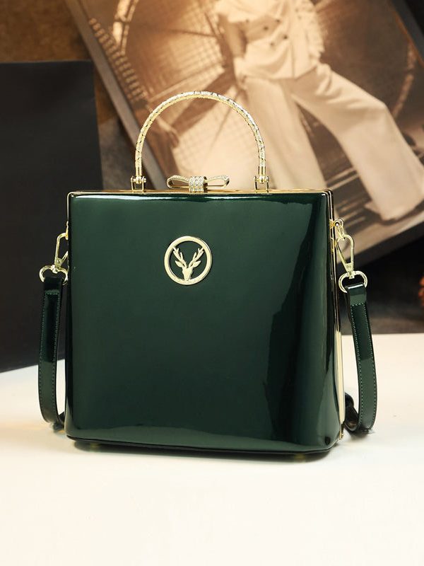 Style Leopard Solid Durable Faux Leather Tote Handbag