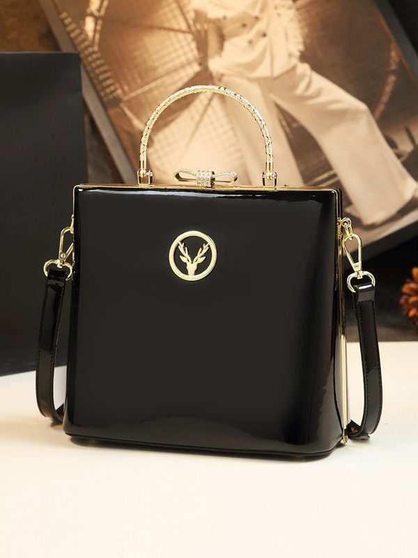 Style Leopard Solid Durable Faux Leather Tote Handbag