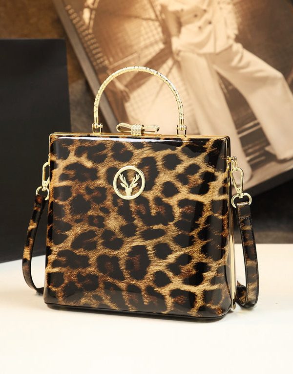 Style Leopard Solid Durable Faux Leather Tote Handbag