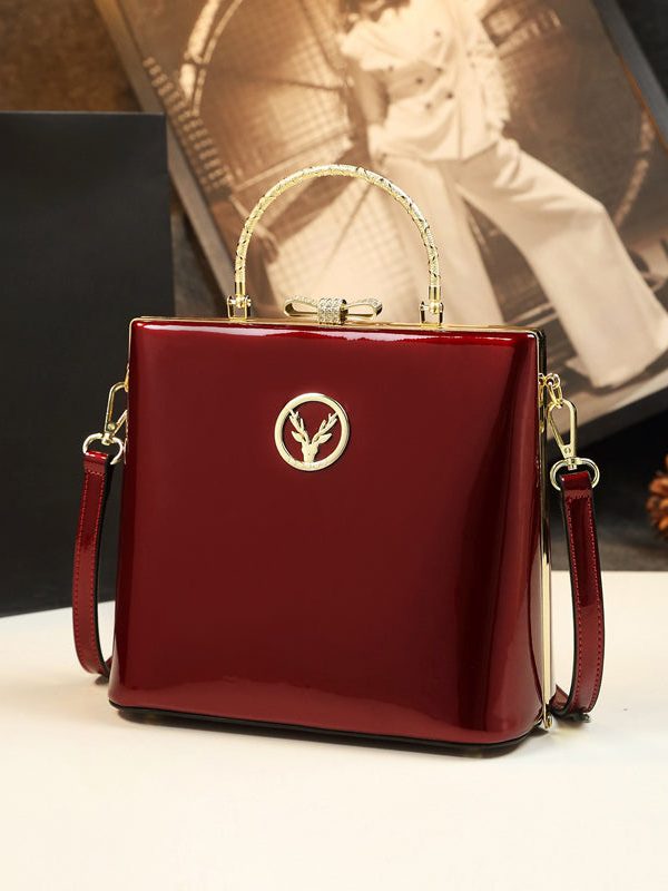 Style Leopard Solid Durable Faux Leather Tote Handbag