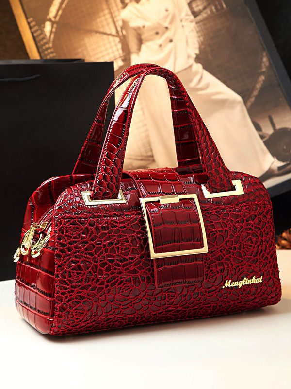 Style Mulberry Alligator Pattern Durable Faux Leather Tote Handbag