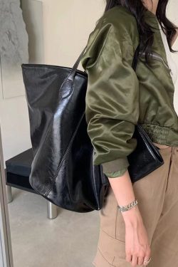 Stylish Black Large Capacity Solid Durable Faux Leather Bucket Bag