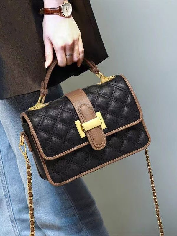 Stylish Black Solid Durable Calf Leather Tote Handbag