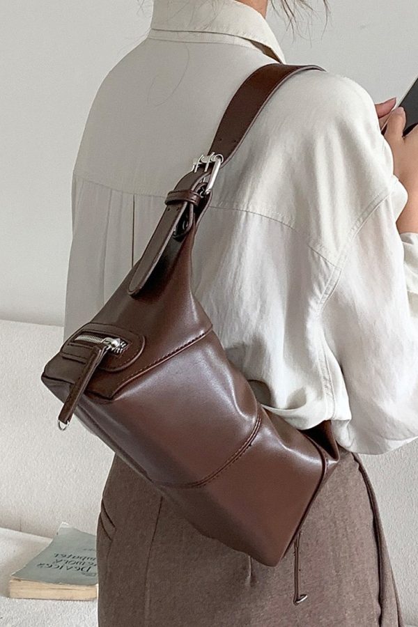 Stylish Black Solid Durable Faux Leather Shoulder Bags