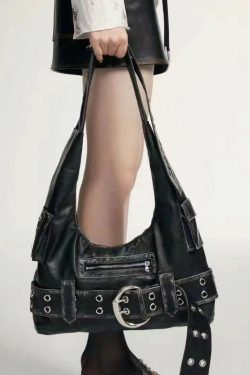 Stylish Black Zippered Solid Durable Faux Leather Shoulder Bags