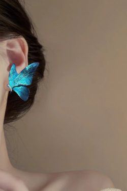 Stylish Blue Copper Alloy Zircon Butterfly Stud Earrings