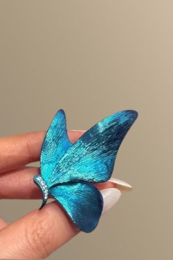 Stylish Blue Copper Alloy Zircon Butterfly Stud Earrings