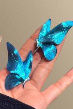 Stylish Blue Copper Alloy Zircon Butterfly Stud Earrings