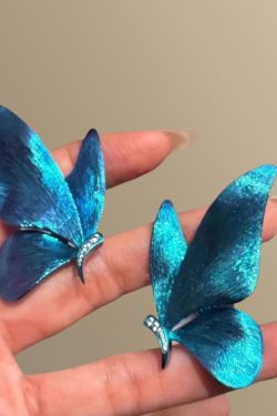 Stylish Blue Copper Alloy Zircon Butterfly Stud Earrings