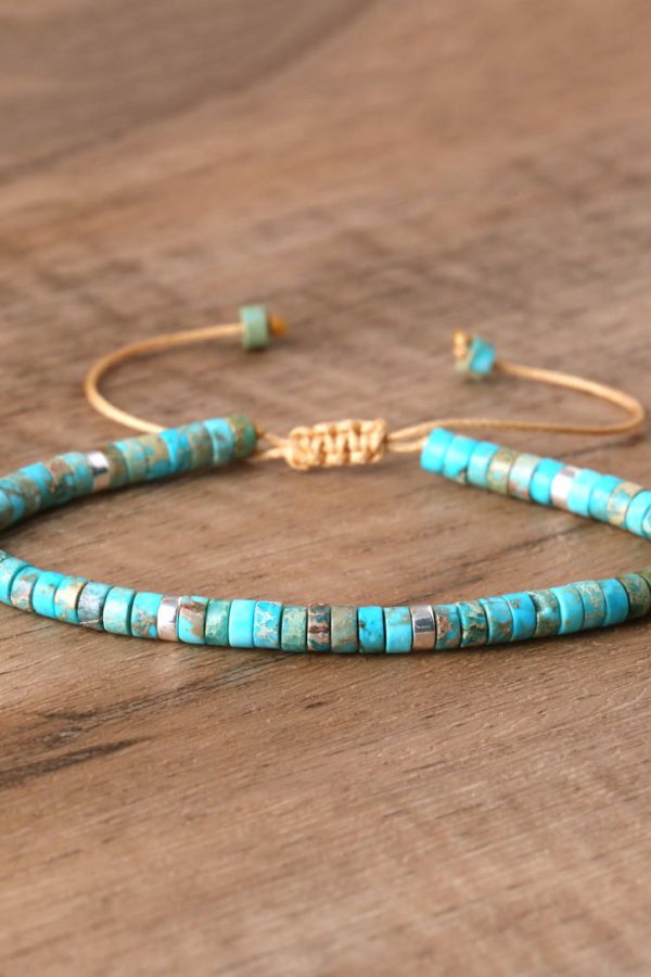 Stylish Blue Handmade Weaving Turquoise Beading Charm Bracelet