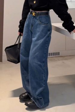 Stylish Blue High Waist Patchwork Pocket Denim Pants Spring