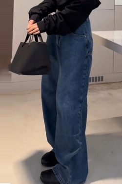 Stylish Blue High Waist Patchwork Pocket Denim Pants Spring