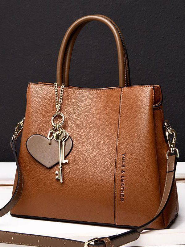 Stylish Blue Love High-capacity Faux Leather Tote Handbag