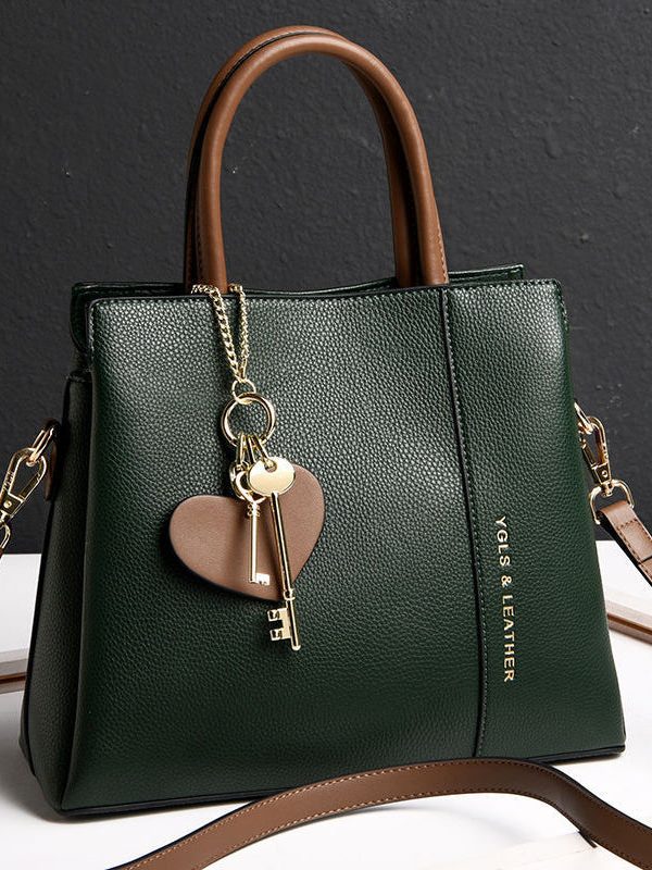 Stylish Blue Love High-capacity Faux Leather Tote Handbag