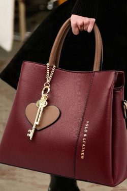 Stylish Blue Love High-capacity Faux Leather Tote Handbag