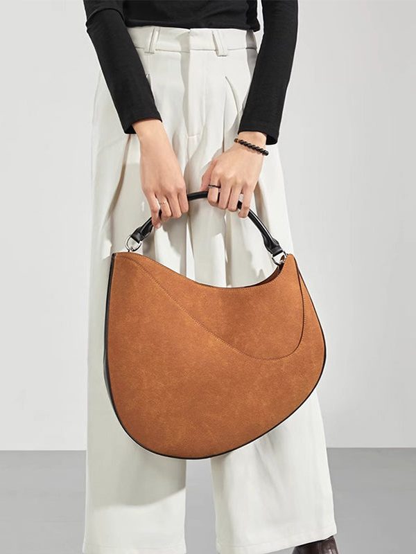 Stylish Brown Asymmetrical Large Capacity Suede Messenger Bag