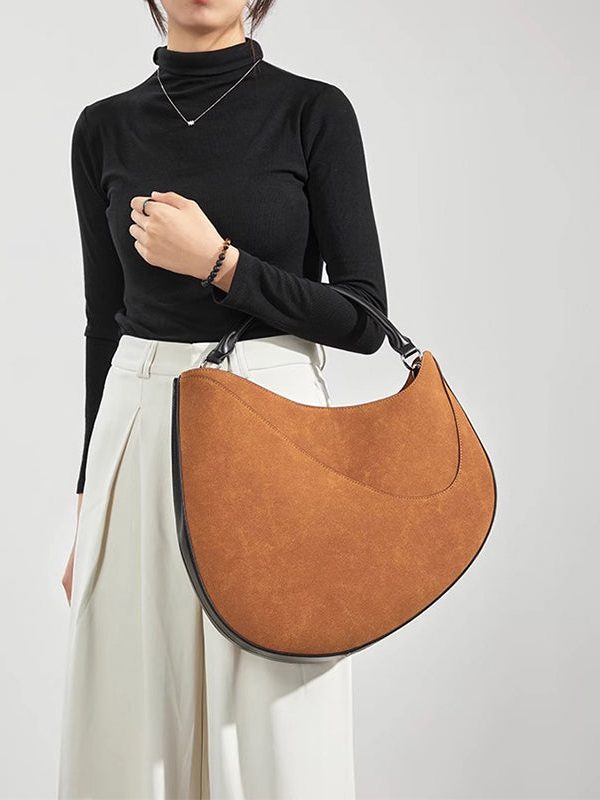 Stylish Brown Asymmetrical Large Capacity Suede Messenger Bag