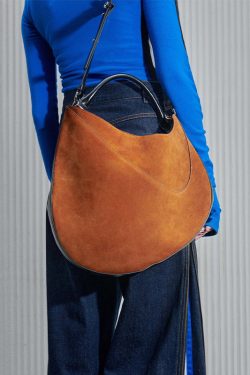 Stylish Brown Asymmetrical Large Capacity Suede Messenger Bag