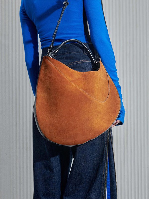 Stylish Brown Asymmetrical Large Capacity Suede Messenger Bag