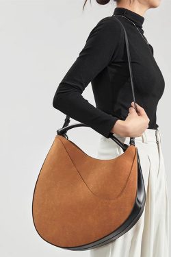 Stylish Brown Asymmetrical Large Capacity Suede Messenger Bag