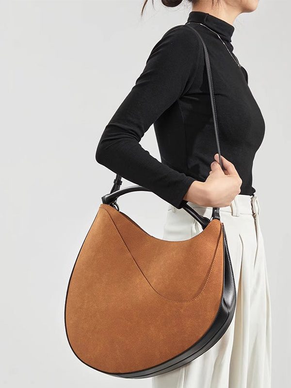 Stylish Brown Asymmetrical Large Capacity Suede Messenger Bag