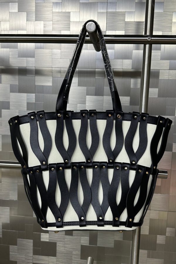 Stylish Brown Hollow Out Large Capacity Canvas Satchel Handbag