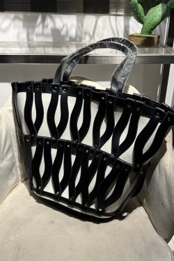 Stylish Brown Hollow Out Large Capacity Canvas Satchel Handbag