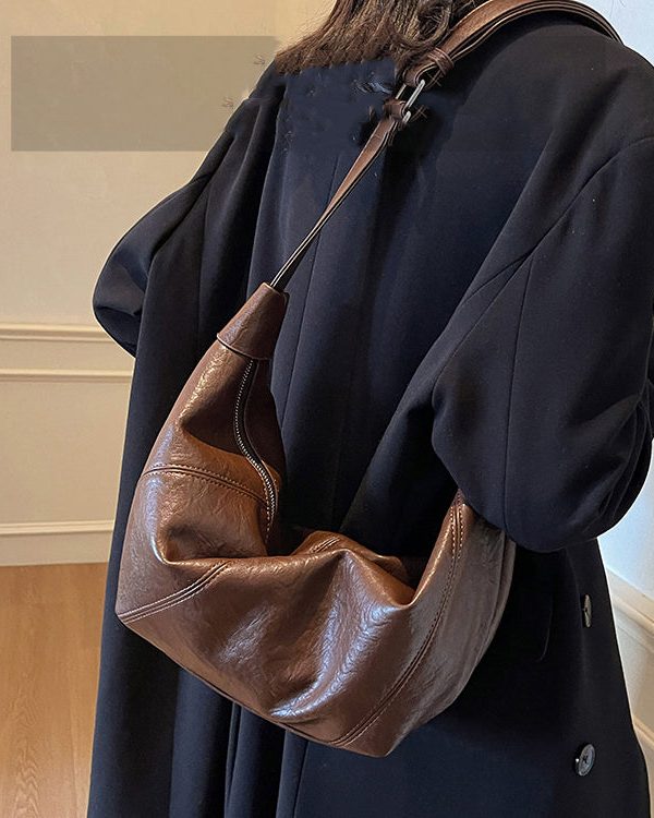 Stylish Brown Solid Durable Faux Leather Versatile Women Handbags