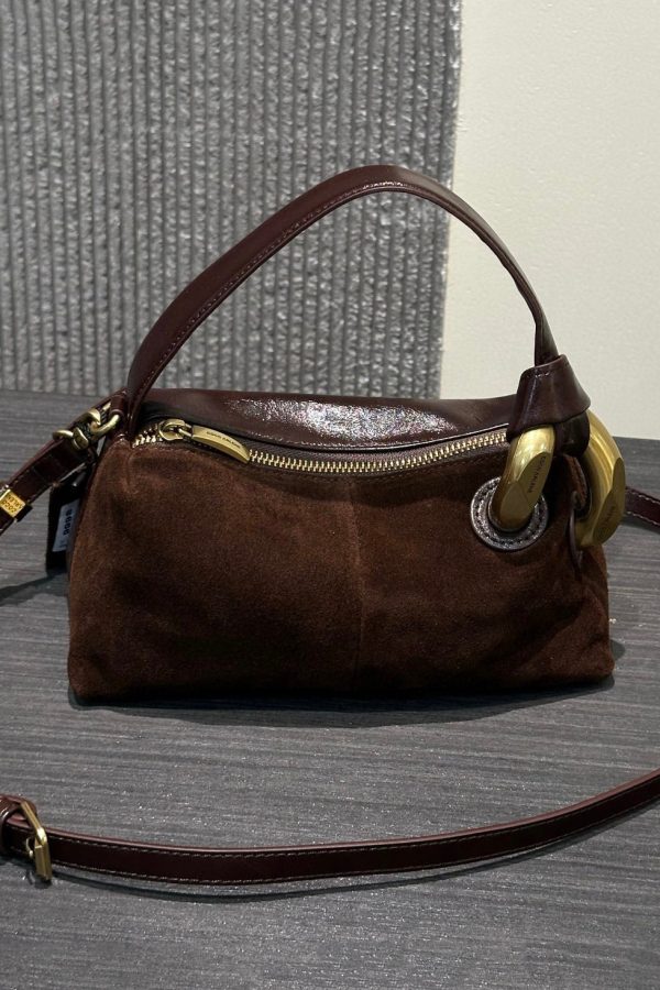 Stylish Brown Solid Durable Versatile Suede Tote Handbag