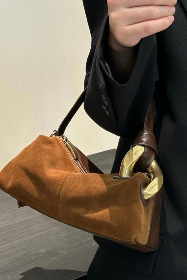 Stylish Brown Solid Durable Versatile Suede Tote Handbag