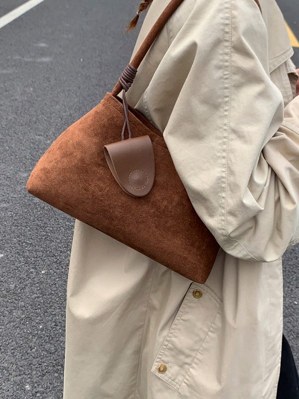 Stylish Brown Suede Durable Shoulder Bag