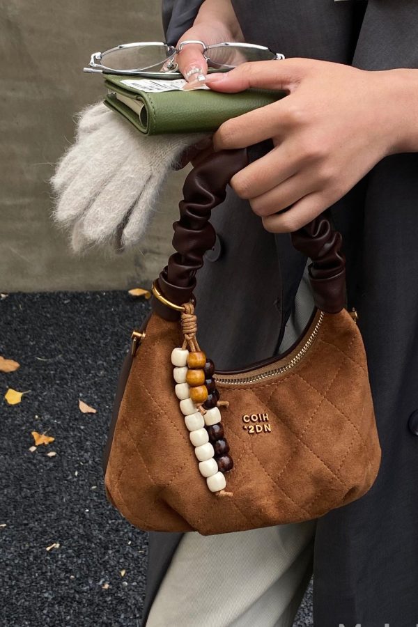 Stylish Brown Tasseled Solid Durable Faux Leather Tote Handbag