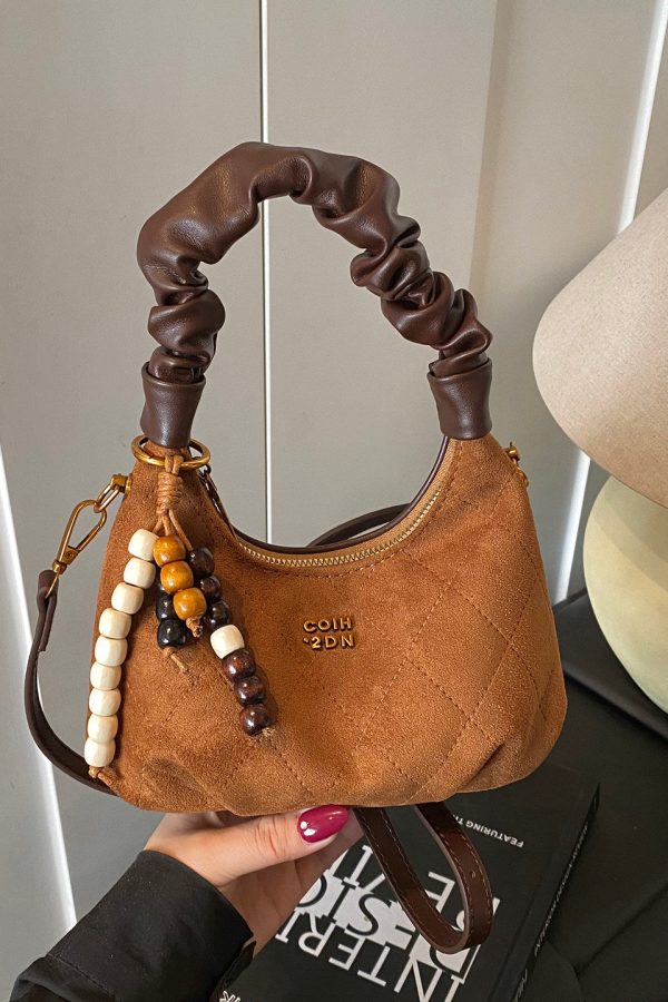Stylish Brown Tasseled Solid Durable Faux Leather Tote Handbag