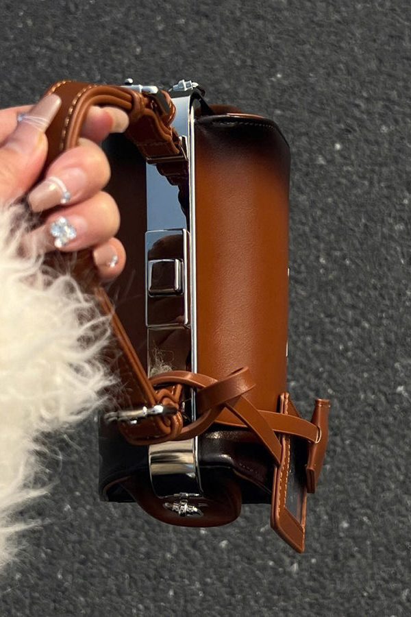 Stylish Brown Versatile Faux Leather Tote Handbag