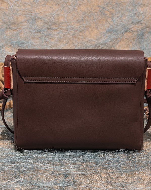 Stylish  Brown Versatile Paitings Calf Leather Satchel Handbag