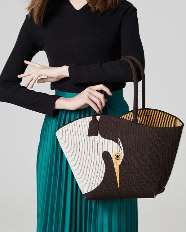 Stylish Chocolate Asymmetrical Design Jacquard Cotton Shoulder Bags