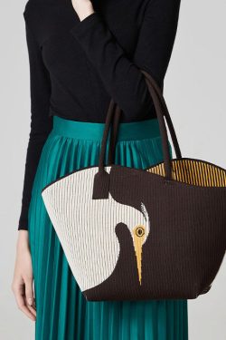 Stylish Chocolate Asymmetrical Design Jacquard Cotton Shoulder Bags