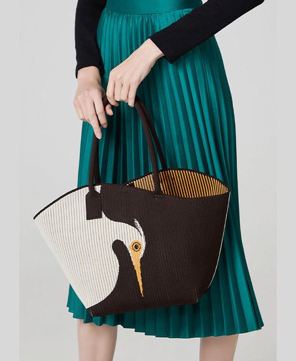 Stylish Chocolate Asymmetrical Design Jacquard Cotton Shoulder Bags