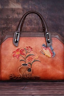 Stylish Green Jacquard Calf Leather Tote Handbag