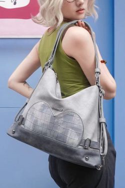 Stylish Grey Faux Leather Versatile Satchel Bag Handbag
