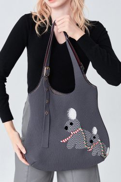 Stylish Grey Jacquard Solid Durable Cotton Shoulder Bags
