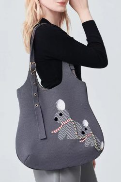 Stylish Grey Jacquard Solid Durable Cotton Shoulder Bags