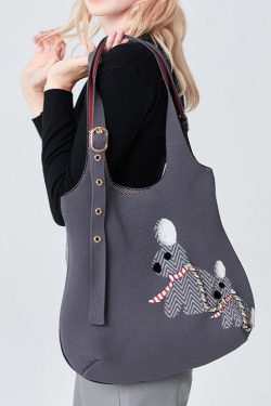 Stylish Grey Jacquard Solid Durable Cotton Shoulder Bags
