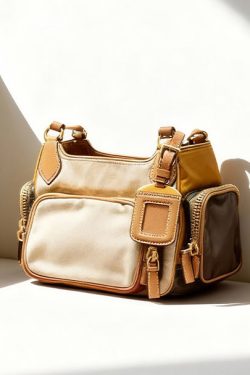 Stylish Khaki Pockets Solid Durable Faux Leather Versatile CrossBody Bag